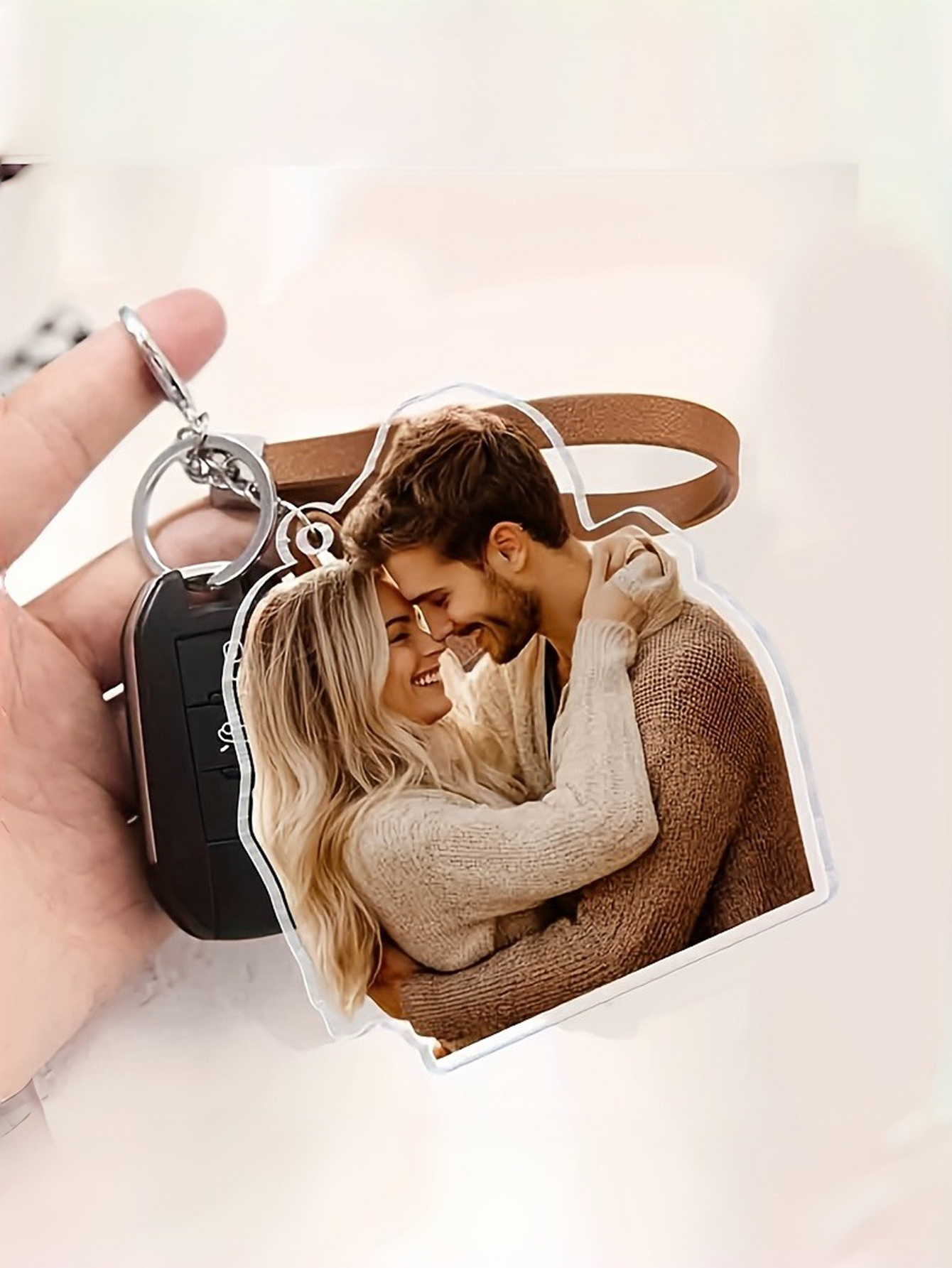 2D Flat Personalized Photo Keychain - Custom Couple Photos - Wedding, Anniversary, Valentine's Day Gifts Elegant Personalized Photo Gifts
